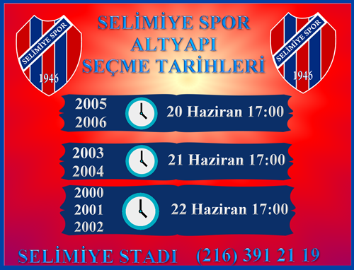 Selimiyespor altyapı seçme tarihleri belli oldu