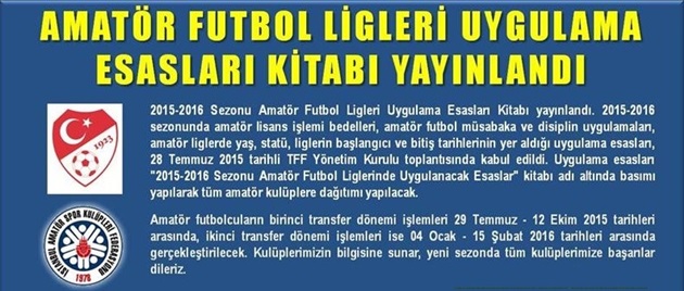 Amatör Futbol Ligleri Uygulama Esasları Kitabı yayınlandı